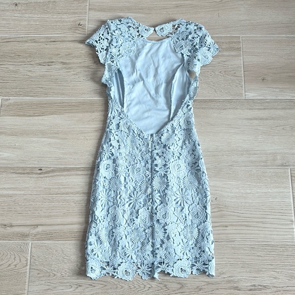 Lulu’s Romance Language Light Blue Backless Lace Mini Dress - Picture 5 of 5